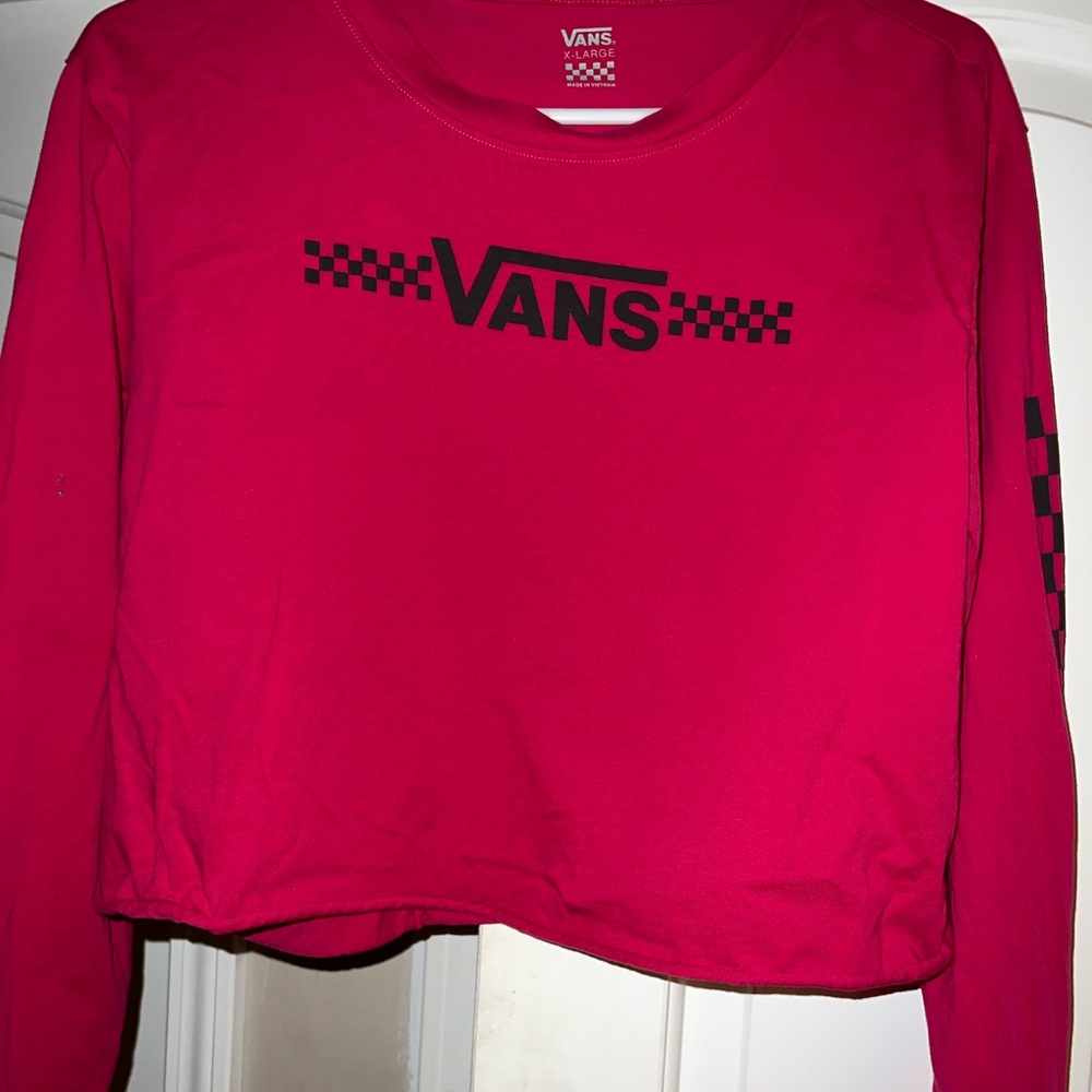 Crop top vans size xl pink and black checkered on arms